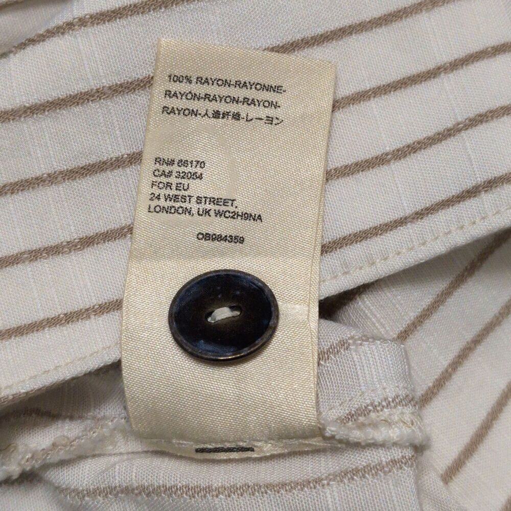 Anthropologie Cream Beige Striped Wide Leg Button Side Pants Size 4 - Picture 7 of 8